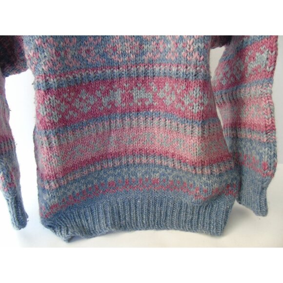 Vintage Womens 1980's Nikolai Knits Sweater Made in Denmark Pink Blue Medium - Picture 5 of 8